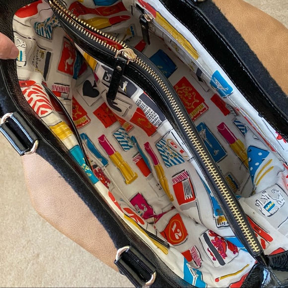 Kate Spade Womens Black Wool Bag Tote Satchel Handbag - Picture 5 of 8